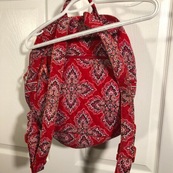 Vera Bradley Backpack Red Paisley Print Quilted Fabric